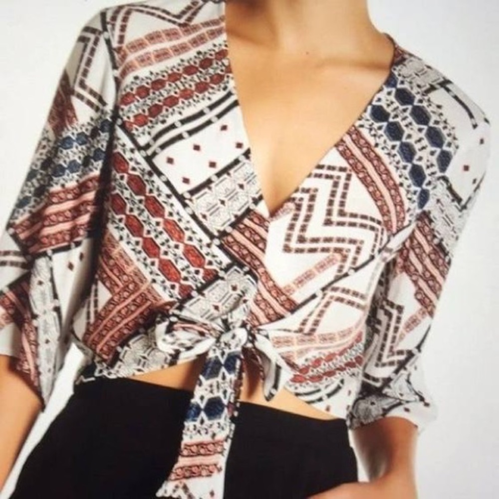 BCBGeneration Tie-Front Crop Top